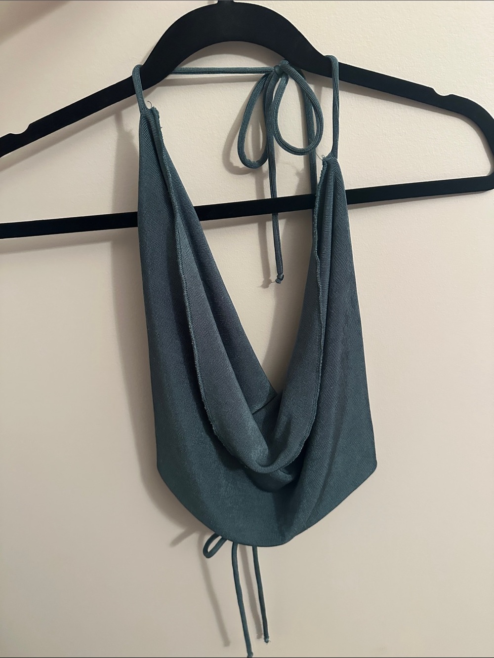 Garage Teal Draped Halter Crop Top
